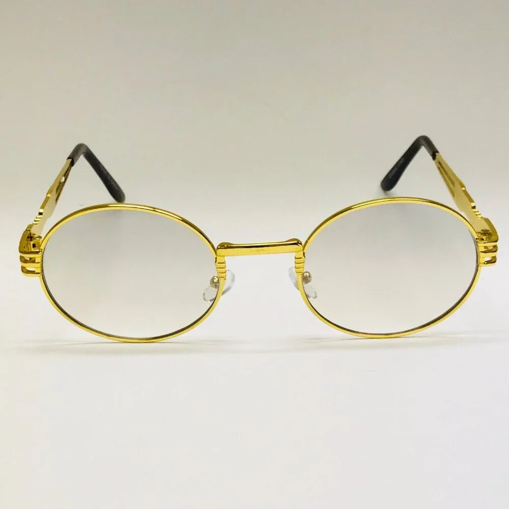 Oval Clear Lens Men Sunglasses Gold Frame Hip Hop Style Street Wear Retro Lentes